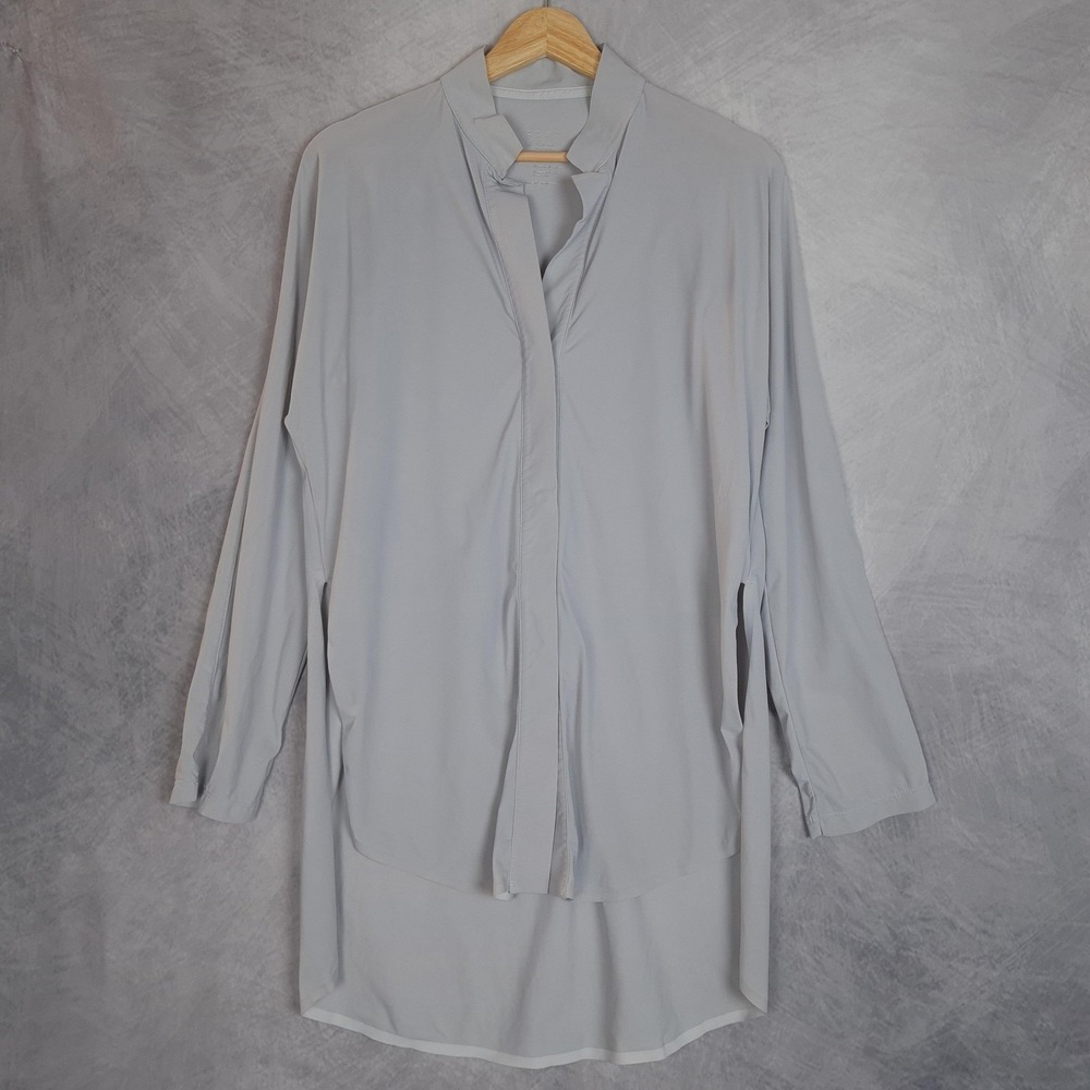 ADAY Something Borrowed Shirt Womens Medium Gray Long Sleeve Travel Tunic